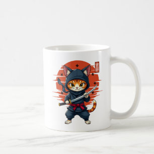 Japanese Kawaii Ninja Cat, Ninja Cat With A Sword Coffee Mug