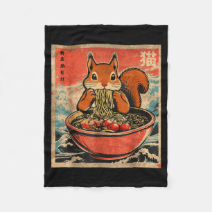 Japanese Kawaii Squirrel Eating Ramen Anime Gifts Fleece Blanket