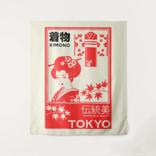 Japanese Kim0no Retro Fashion Art Tapestry