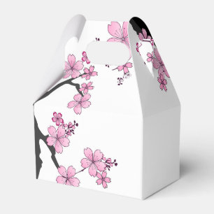 Japanese Kimono Black and White Pink Sakura Favor Box