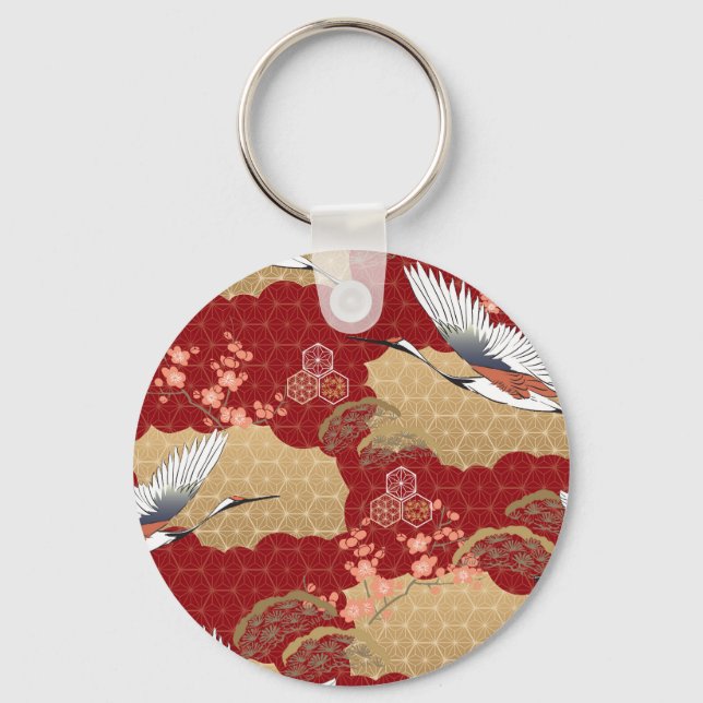 Japanese Kimono Cherry Blossoms Keychain (Front)