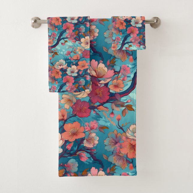 Japanese Kimono fabric inspired Bath Towel Set (Insitu)
