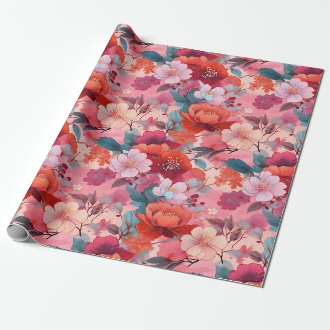 Japanese Kimono Fabric styled wrap Wrapping Paper (Unrolled)