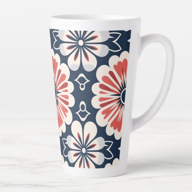 Japanese Kimono Floral Design Tall Coffee Cup (Right)