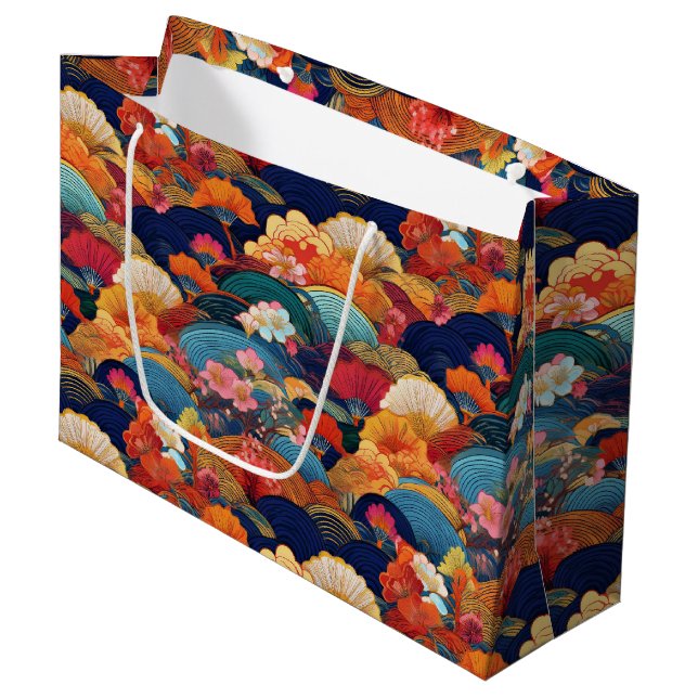 Japanese Kimono pattern Gift bag (Front Angled)