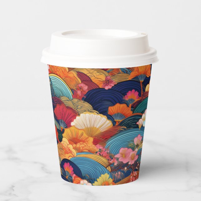 Japanese Kimono pattern Paper Cups (Front)