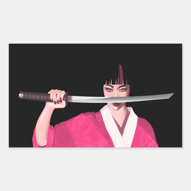 Japanese kimono sticker with a sword (Front)