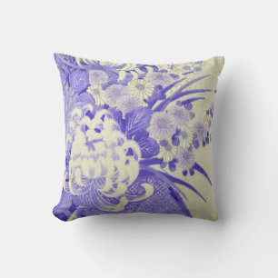 Japanese KIMONO Textile, Chrysanthemum Throw Pillow
