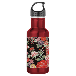 Japanese KIMONO Textile, Floral Pattern 532 Ml Water Bottle