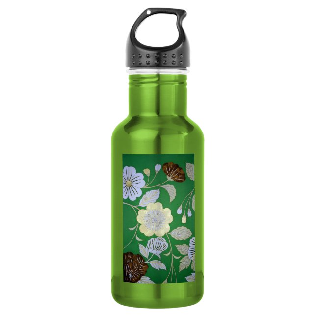 Japanese KIMONO Textile, Floral Pattern 532 Ml Water Bottle (Front)