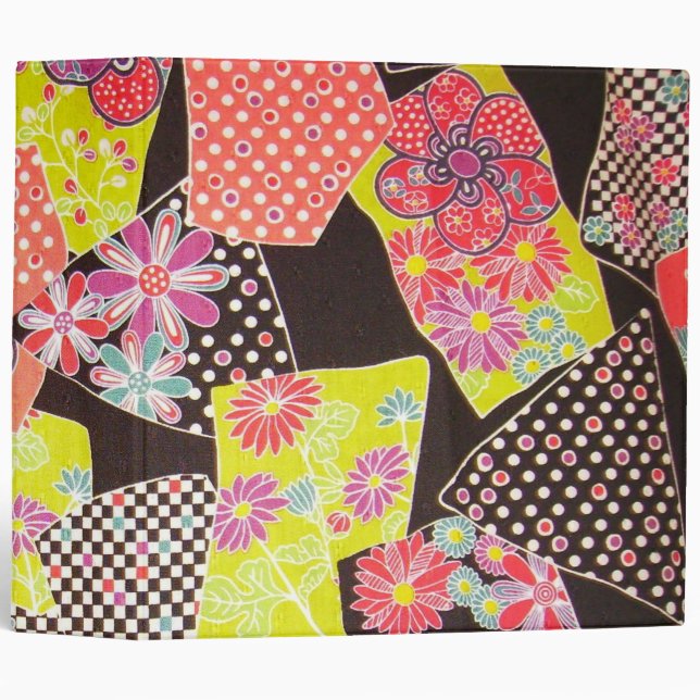 Japanese KIMONO Textile, Floral Pattern Binder (Front/Spine)