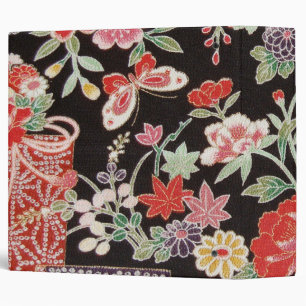 Japanese KIMONO Textile, Floral Pattern Binder