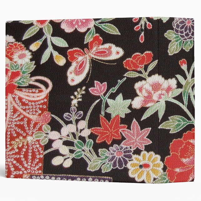 Japanese KIMONO Textile, Floral Pattern Binder (Back/Spine)