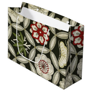 Japanese KIMONO Textile, Floral Pattern Large Gift Bag