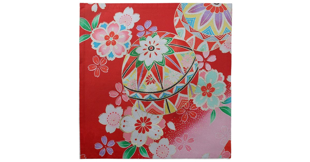 Japanese KIMONO Textile, Floral Pattern Napkin | Zazzle.ca