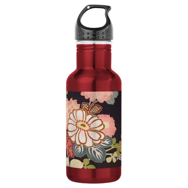 Japanese KIMONO Textile, Floret Pattern 532 Ml Water Bottle (Front)