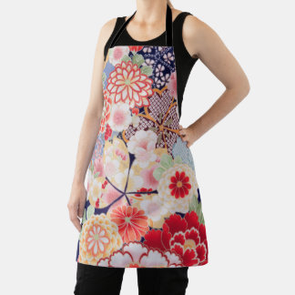 Japanese KIMONO Textile, Flower Apron