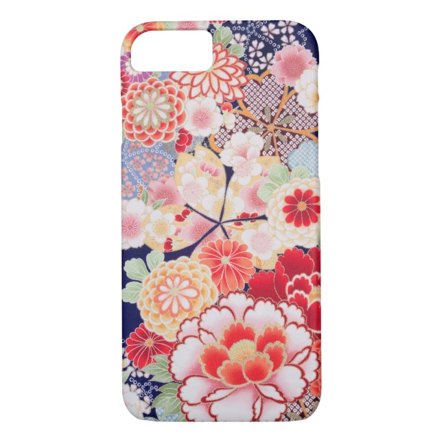 Japanese KIMONO Textile, Flower Case-Mate iPhone Case (Back)