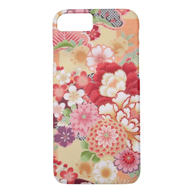 Japanese KIMONO Textile, Flower Case-Mate iPhone Case (Back)