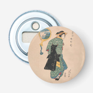 Japanese Kimono Woman: Ukiyo-e Woodblock Print Bottle Opener
