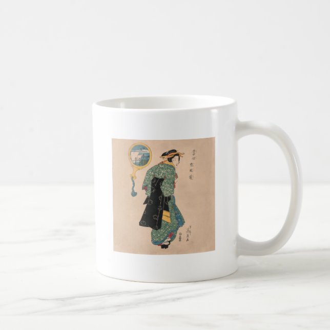 Japanese Kimono Woman: Ukiyo-e Woodblock Print  Coffee Mug (Right)