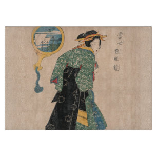 Japanese Kimono Woman: Ukiyo-e Woodblock Print Cutting Board
