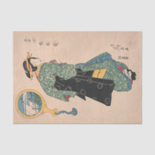 Japanese Kimono Woman: Ukiyo-e Woodblock Print  Tissue Paper