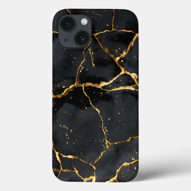 Japanese Kintsugi Black & Gold Case-Mate iPhone Case (Back)
