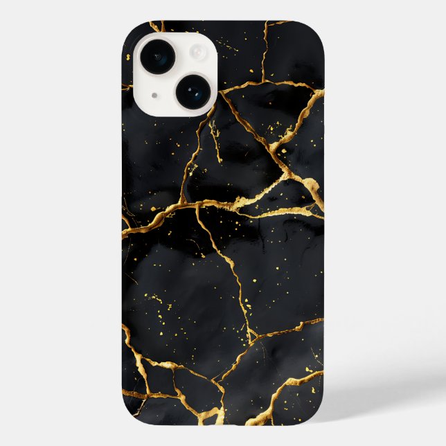 Japanese Kintsugi Black & Gold Case-Mate iPhone Case (Back)