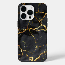 Japanese Kintsugi Black & Gold iPhone 14 Pro Max Case