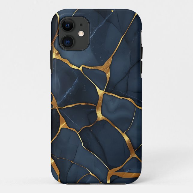 Japanese Kintsugi Dark Blue Case-Mate iPhone Case (Back)