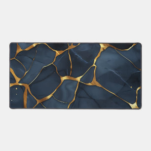 Japanese Kintsugi Dark Blue Desk Mat