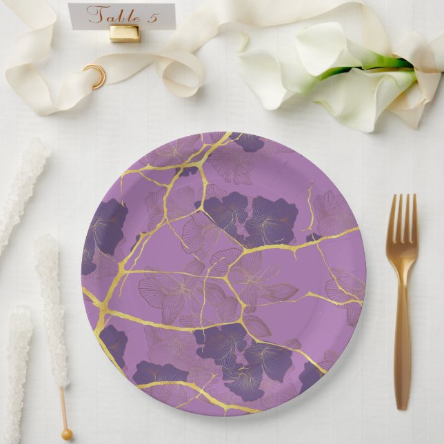 Japanese Kintsugi. Double-sided.  Paper Plate (Wedding)