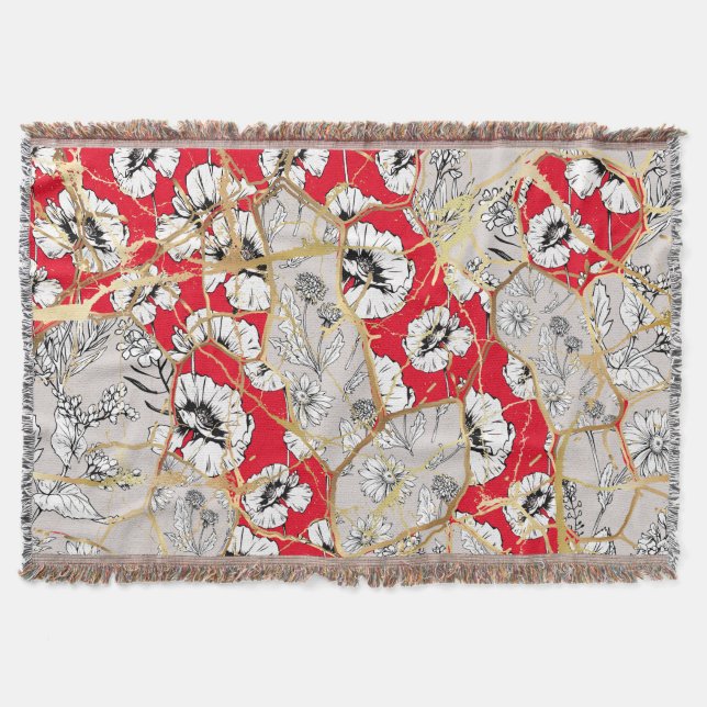 Japanese Kintsugi.  Throw Blanket (Front)