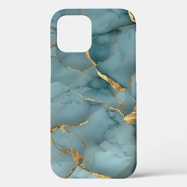 Japanese Kintsugi Turquoise & Gold Case-Mate iPhone Case (Back)