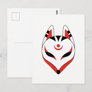 Japanese Kitsune Fox Mask Postcard