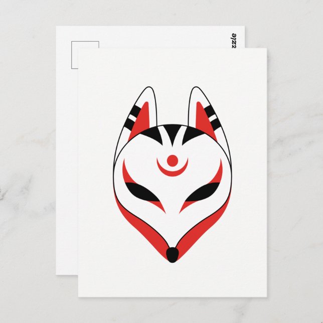 Japanese Kitsune Fox Mask Postcard (Front/Back)