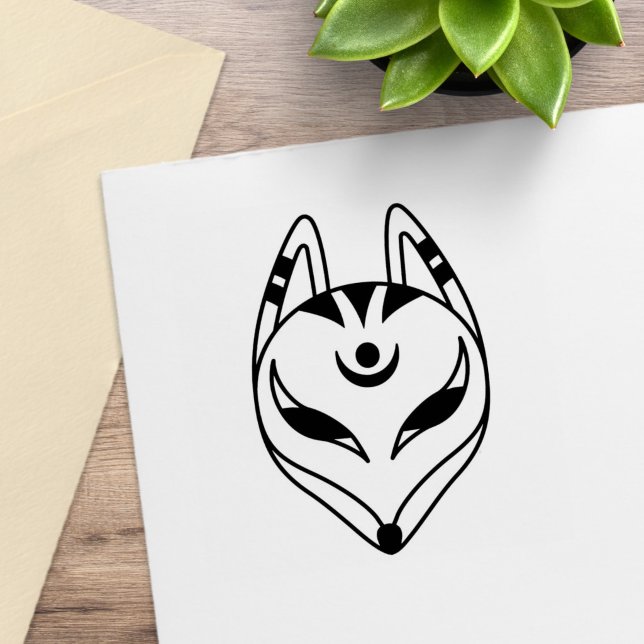 Japanese Kitsune Fox Mask Rubber Stamp (Creator Uploaded)