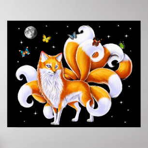 Japanese Kitsune Fox Poster