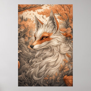 Japanese Kitsune fox Poster