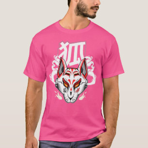 Japanese Kitsune Mask Fox Cyberpunk Robotics Art T-Shirt