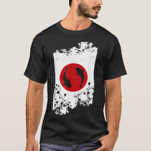 Japanese Koi and Flowers Flag  T-Shirt