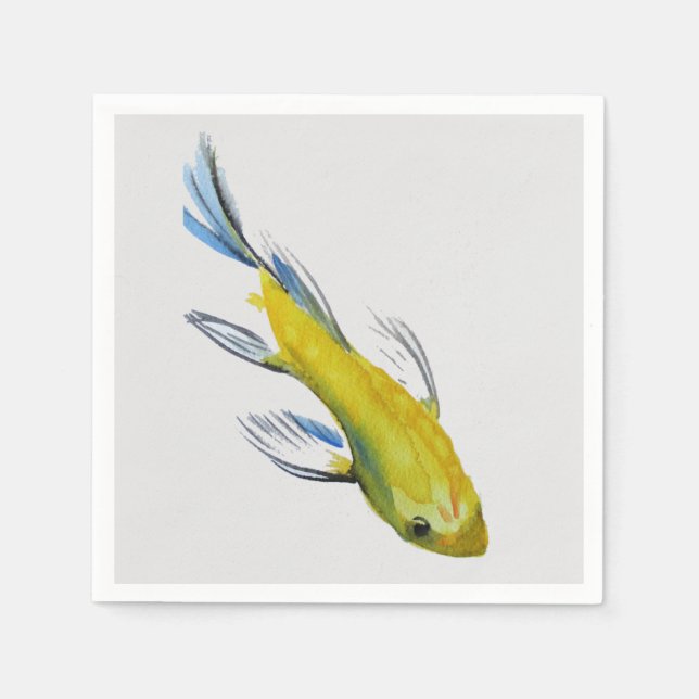 Japanese koi carp fish art homeware napkin (Front)