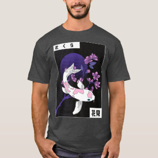Japanese Koi Carp Sakura Cherry Tree Kanji Blossom T-Shirt