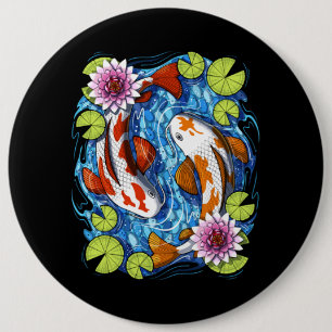 Japanese Koi Fish 6 Inch Round Button