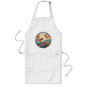 Japanese Koi Fish and Autumn Leaves Long Apron