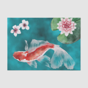 Japanese Koi Fish, Cherry Blossoms Japan  Tissue Paper
