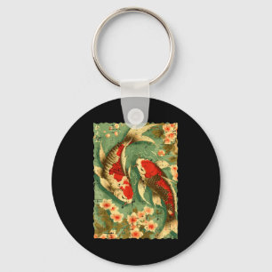 Japanese Koi Fish Cherry Blossoms Sakura Art Men W Keychain