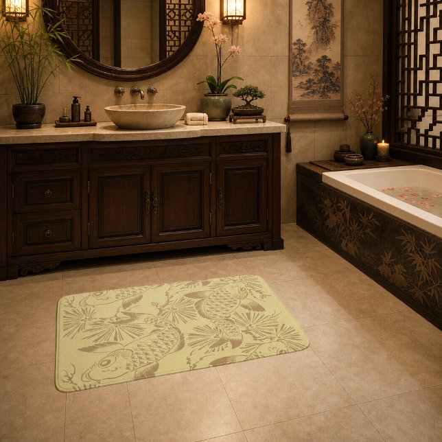 Japanese Koi Fish Customizable Colours Pattern Bath Mat (Creator Uploaded)