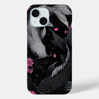 Japanese Koi Fish Dark Mode iPhone 15 Case